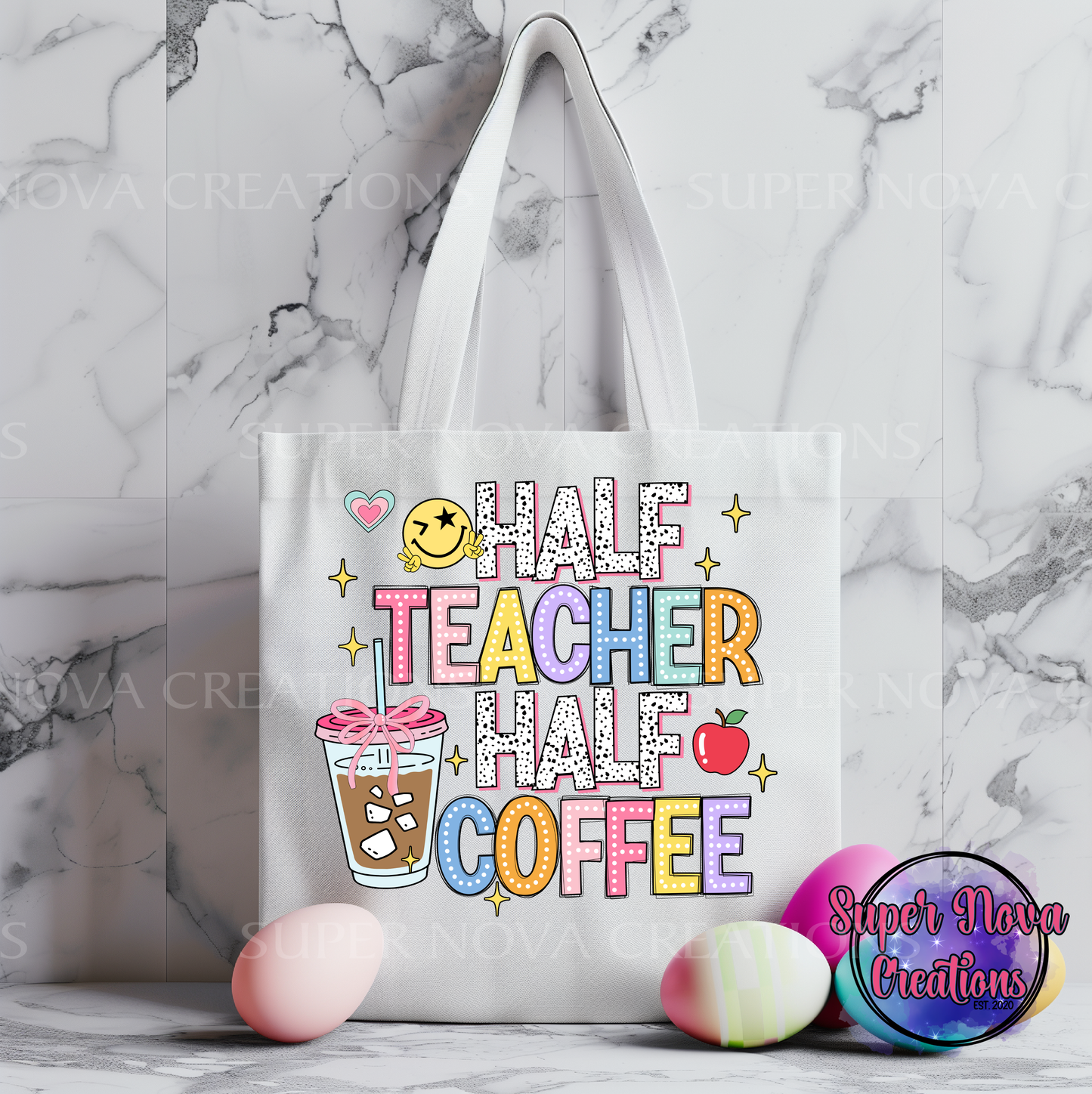 Half Teacher Half Coffee Tote Bag