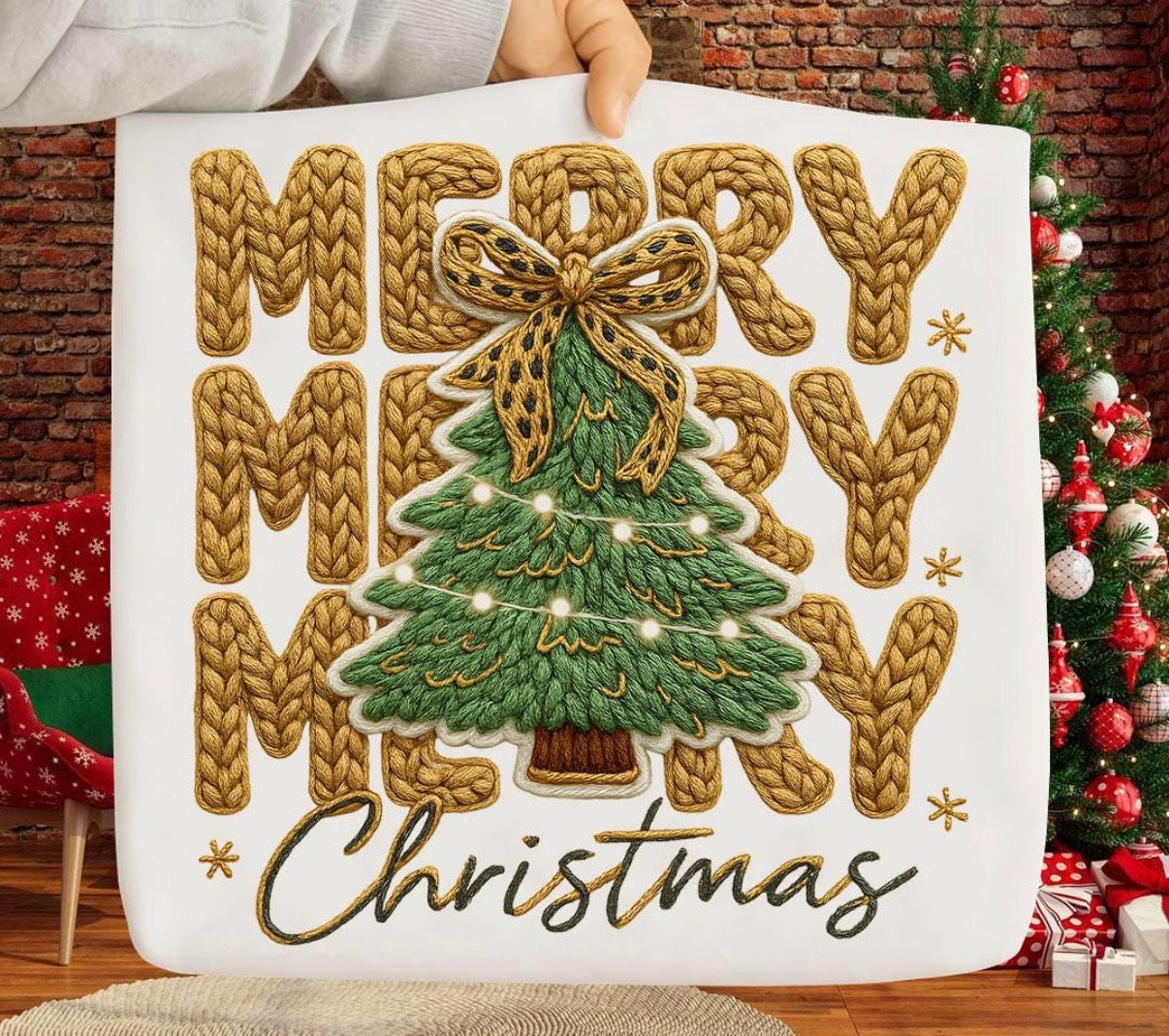 Merry Merry Merry Christmas Faux Yarn