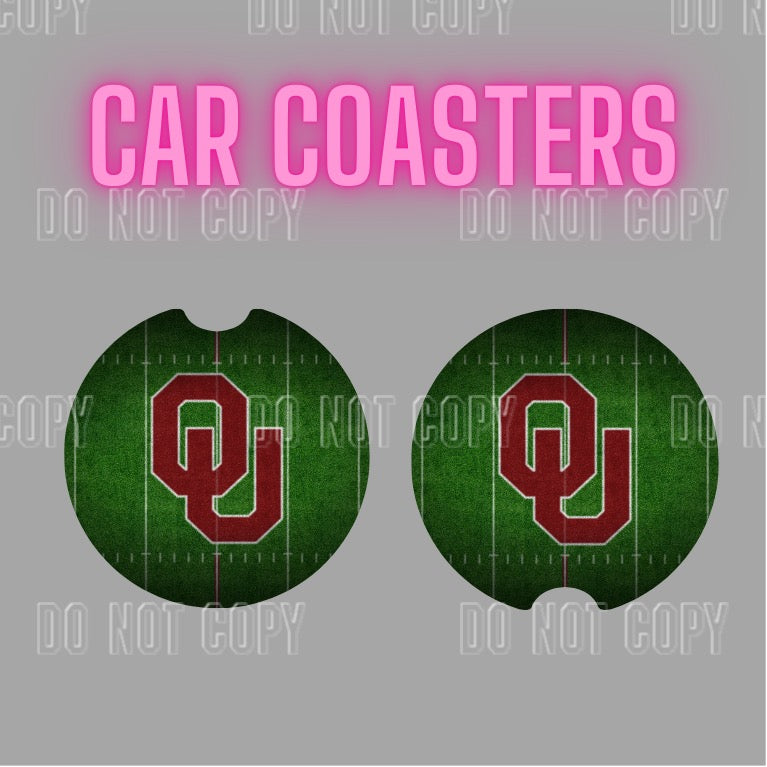 OU green Car Coaster Set
