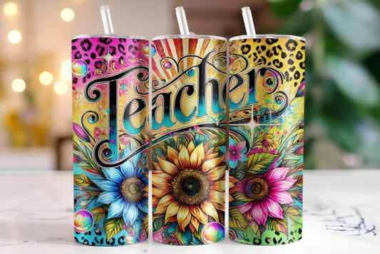 Teacher Sunflowers Rainbow Tumbler