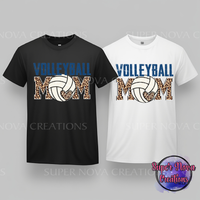 Blue Leopard Volleyball Mom T-shirt