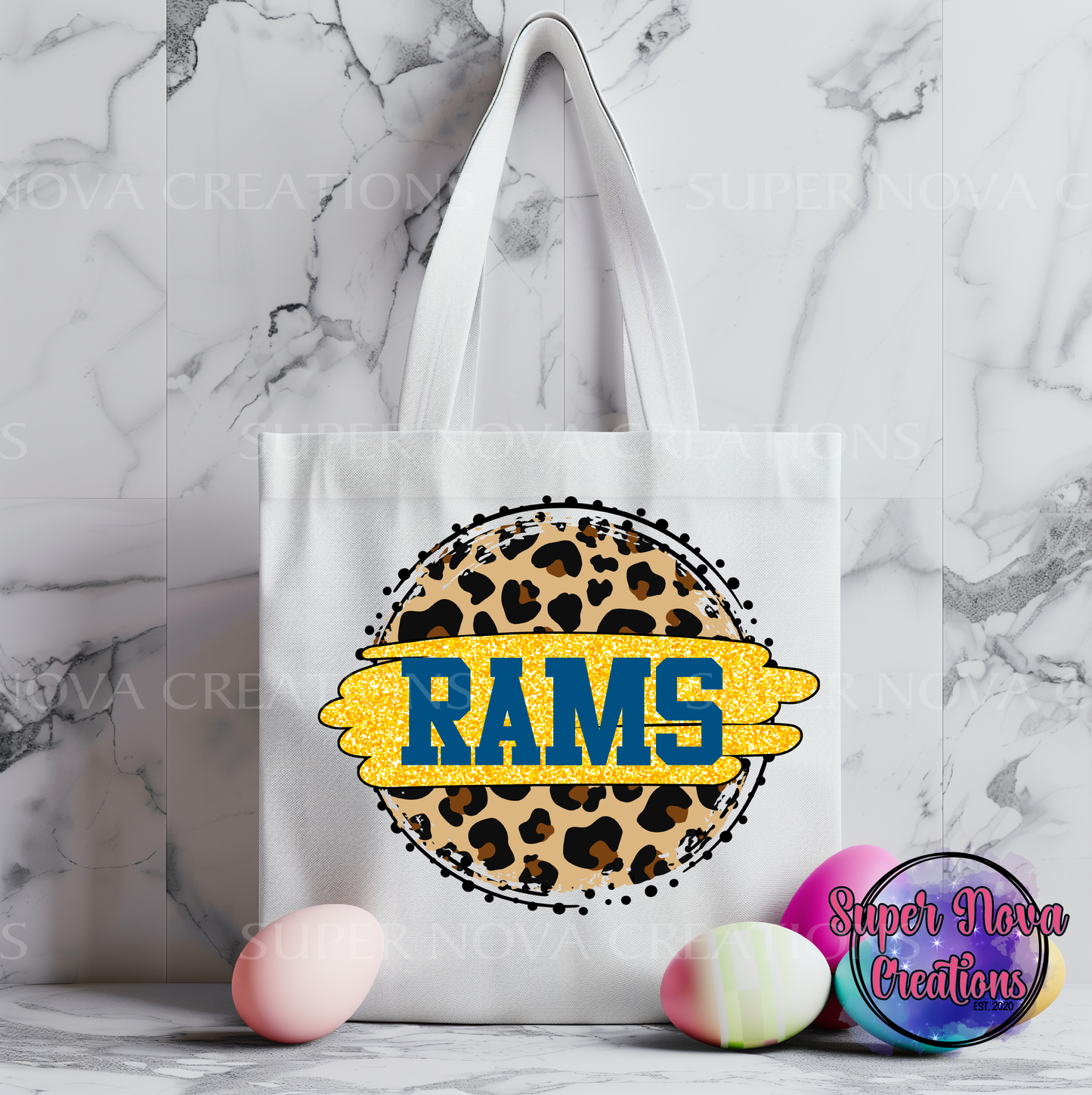 Rams Leopard Circle Tote Bag