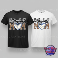 Blue Heart Leopard Volleyball Mom T-shirt