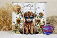 Hello Sunshine Sunflowers & Highland Cow Tumbler