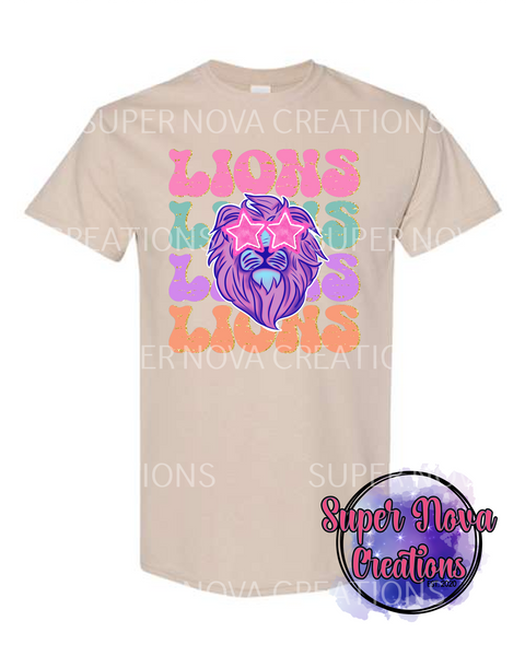 Lions Pastel Stacked Sand T-shirt