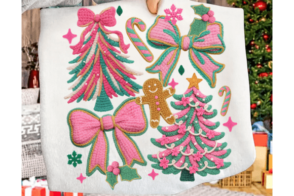 Pink Teal Bows & Trees Yarn