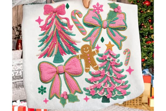 Pink Teal Bows & Trees Yarn