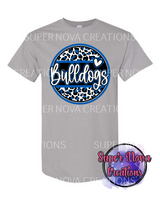 Bulldogs Blue/White Leopard Circle Logo T-shirt