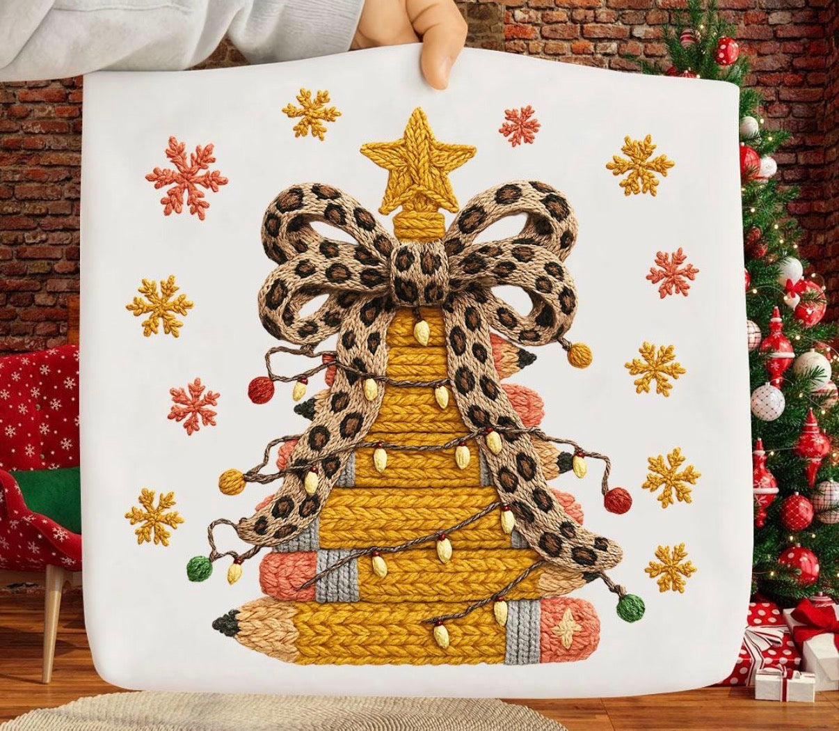 Christmas Tree Pencil Faux Yarn