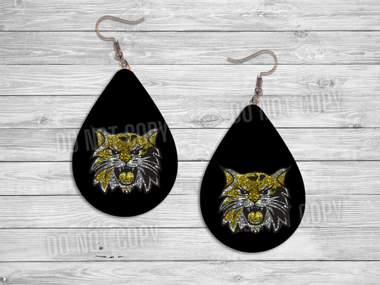 Wildcats Black Background Earrings