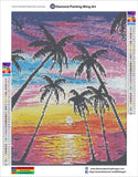 Beach Palm Tree Sunset - Diamond Painting Bling Art