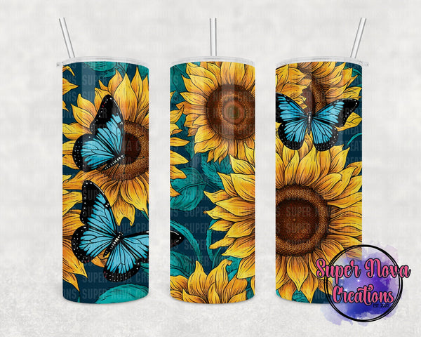 Butterfly Sunflowers Tumbler