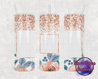 Navy Peach Sparkle Picture Tumbler