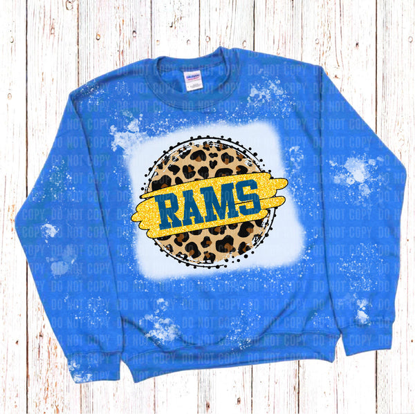 Riverton Rams Circle Logo Leopard Bleached Sweatshirt