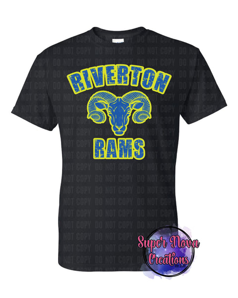 Riverton Rams w/Ram Head Black T-shirt