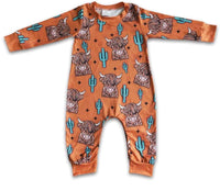 Pre Order - Orange Cactus Cows Romper